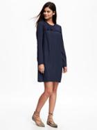 Old Navy Ruffle Trim Shift Dress For Women - Lost At Sea Navy