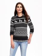 Old Navy Reindeer Graphic Sweater For Women - Blackjack