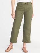 Old Navy Womens Mid-rise Cropped Wide-leg Chinos For Women Arugula Size 0