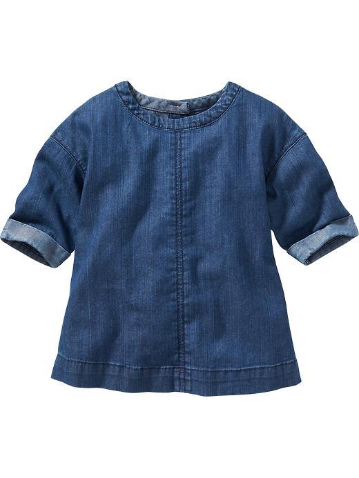 Old Navy Drop Shoulder Denim Top Size 12-18 M - Medium Wash