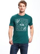 Old Navy Graphic Crew Neck Tee For Men - Wild Evergreen