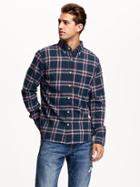 Old Navy Slim Fit Plaid Flannel Shirt Size Xxl Big - Arctic Depth