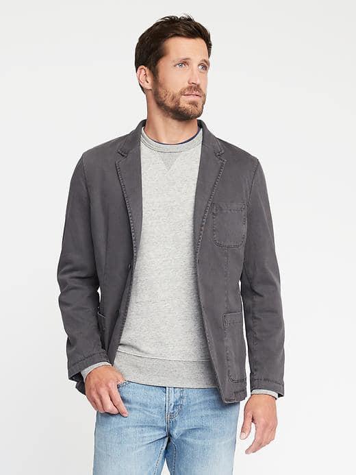 Old Navy Garment Dyed Built In Flex Canvas Blazer For Men - Black