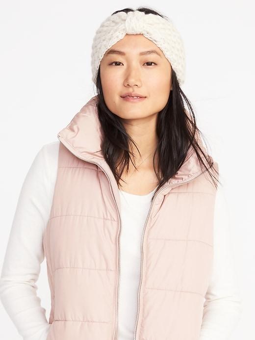 Old Navy Honeycomb Knit Ear Warmer For Women - Cream