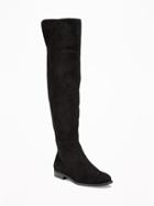Old Navy Sueded Over The Knee Boots For Women - Black