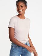 Old Navy Womens Slim-fit Sparkle-knit Tee For Women Soft Pink Size Xs