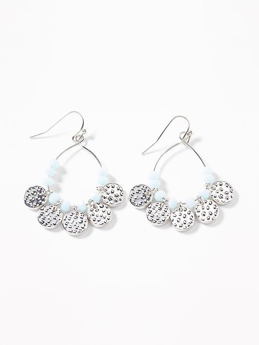 Old Navy Womens Beaded-coin Hoop Earrings For Women Turquoise Blue Size One Size