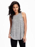 Old Navy Relaxed High Neck Space Dye Tank For Women - Heather Grey