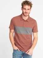 Old Navy Mens Color-block Slub-knit Polo For Men A Little Rusty Size L