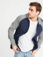 Old Navy Mens Quilted Canvas/sweater-fleece Hooded Jacket For Men In The Navy Size L