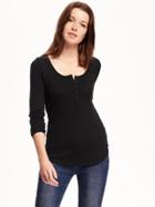 Old Navy Rib Knit Henley For Women - Black