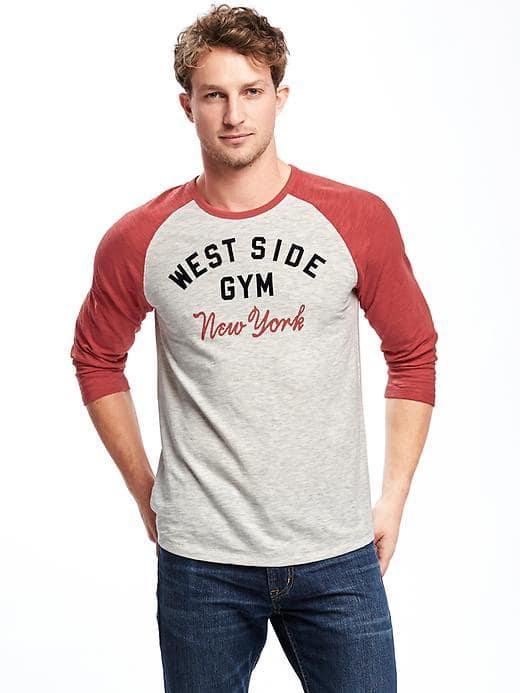 Old Navy Graphic Raglan Sleeve Tee For Men - Oatmeal Heather