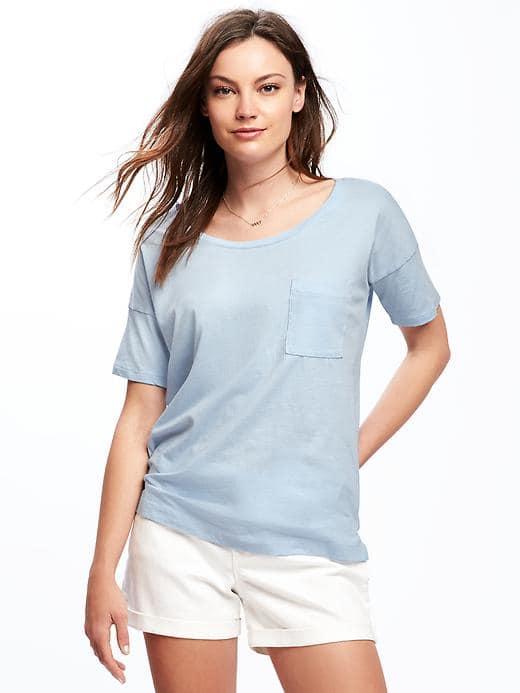 Old Navy Boyfriend Pocket Tee For Women - Cashmere Blue