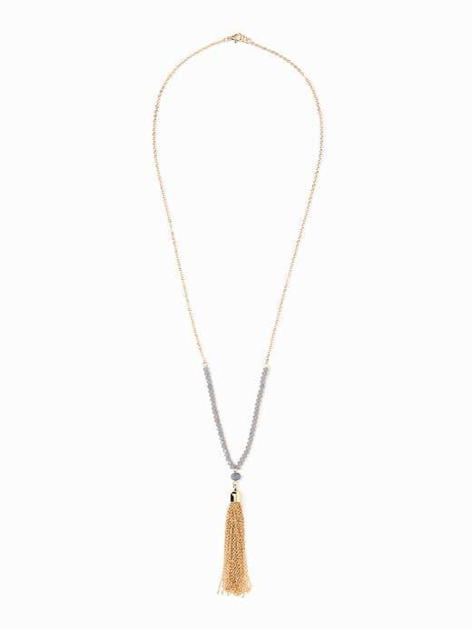 Old Navy Beaded Tassel Chain Pendant For Women - Perry Winkle