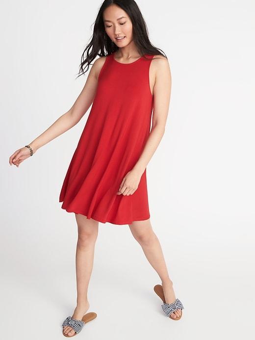 Old Navy Womens Jersey-knit Sleeveless Swing Dress For Women Robbie Red Size L
