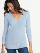 Old Navy Womens Shaker-stitch V-neck Sweater For Women Horizon Blue Size Xl