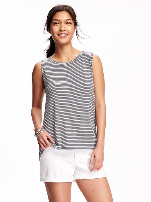 Old Navy Sleeveless Split Back Tank For Women - Gray Stripe