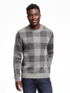 Old Navy Checkered Crew Neck Sweater For Men - Grey