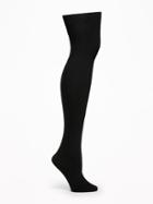 Old Navy Womens Fleece-lined Tights For Women Black Size L/xl