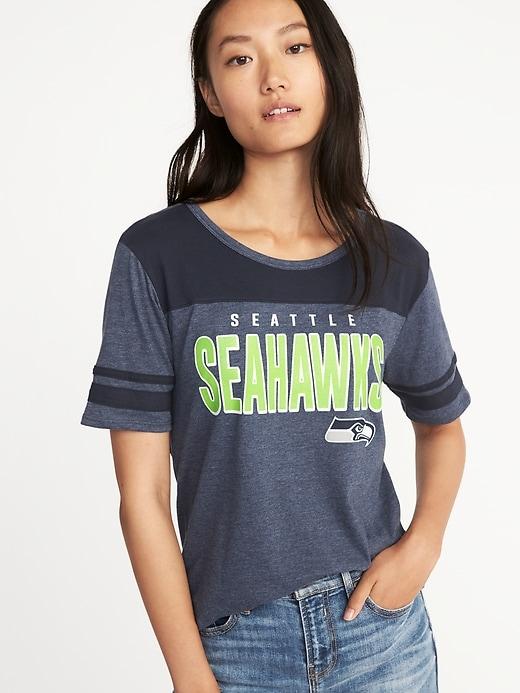 Old Navy Womens Nfl Team Sleeve-stripe Tee For Women Seahawks Size L
