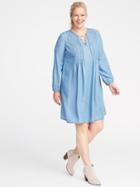Old Navy Womens Plus-size Pintuck Tencel Swing Dress Cornflower Blue Size 1x