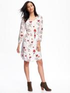 Old Navy Printed Waisted Swing Dress For Women - Multi Floral