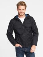 Old Navy Mens Water-resistant Hooded Nylon Anorak For Men Black Size M