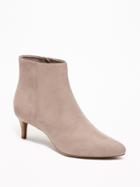 Old Navy Womens Faux-suede Kitten-heel Booties For Women Taupe Size 8