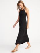 Old Navy Womens High-neck Waist-defined Maxi Dress For Women Black Size Xxl