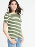 Old Navy Womens Relaxed Mariner-stripe Thick-knit Tee For Women Olive Stripe Size S