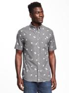 Old Navy Slim Fit Built In Flex Summer Weight Oxford Shirt For Men - Panther
