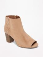 Old Navy Womens Sueded Peep-toe Booties For Women Caramel Size 10