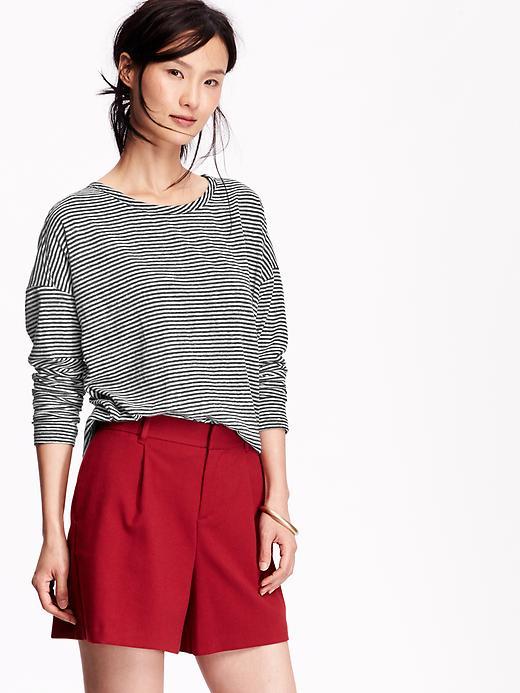 Old Navy Womens Hi Lo Cocoon Tee Size L Tall - Black Stripe Top