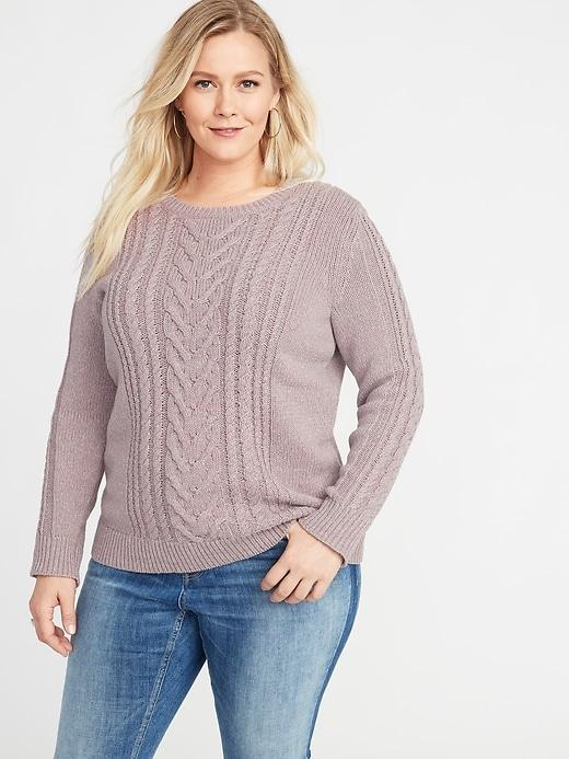 Old Navy Womens Plus-size Cable-knit Sweater Lilac Purple Size 1x