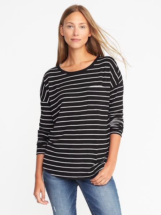 Old Navy Loose Sweater Knit Jersey Top - Black Stripe Color 3