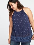 Old Navy Womens Plus-size Suspended-neck Swing Top Navy Blue Print Size 4x