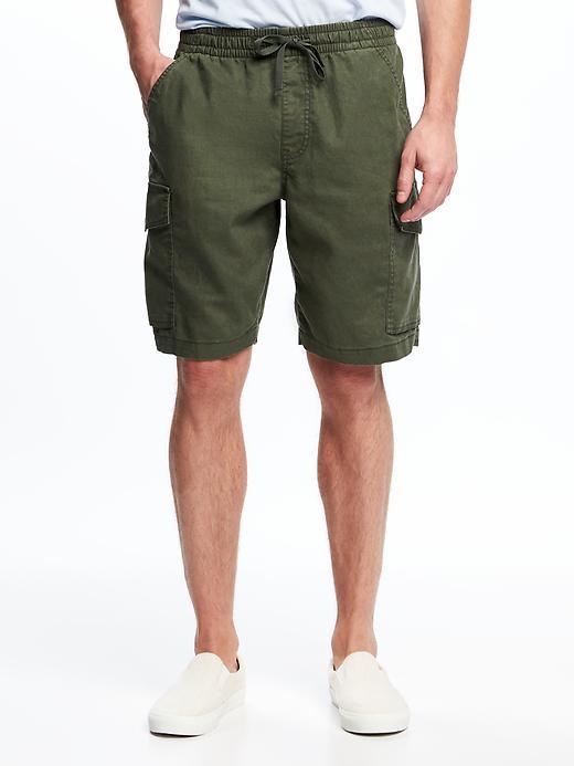 Old Navy Linen Blend Cargo Shorts For Men 9 1/2 - Forest Floor