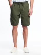 Old Navy Linen Blend Cargo Shorts For Men 9 1/2 - Forest Floor