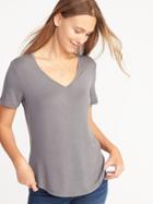 Old Navy Womens Luxe Curved-hem V-neck Tee For Women Blank Slate Size L