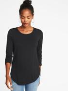 Old Navy Womens Luxe Crew-neck Tee For Women Black Size Xs