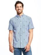 Old Navy Slim Fit Classic Striped Shirt For Men - Pineapples