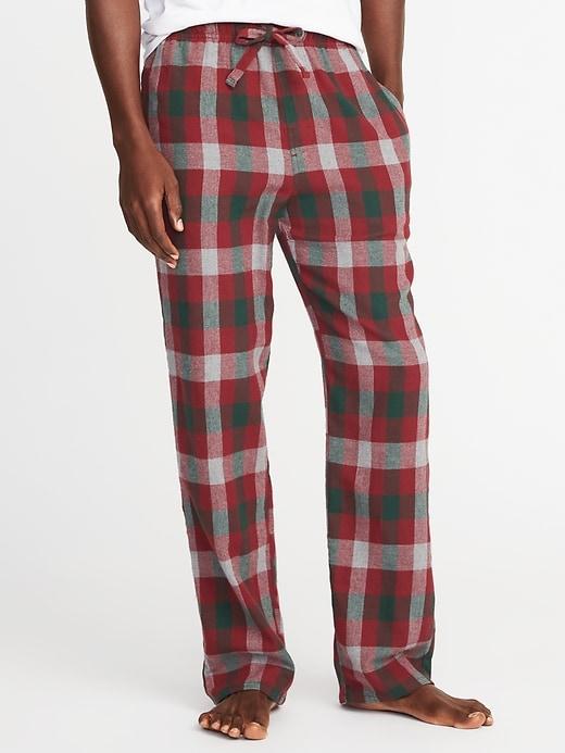 Old Navy Mens Patterned Flannel Sleep Pants For Men Burgundy Plaid Size M