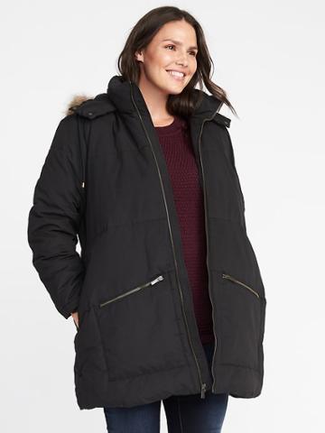 Old Navy Womens Plus-size Hooded Frost-free Parka Black Size 3x