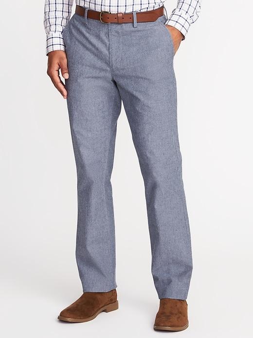 Old Navy Mens Straight Signature Built-in Flex Non-iron Pants For Men Chambray Blue Size 33w