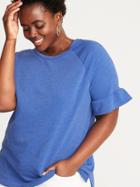 French Terry Ruffle-sleeve Plus-size Sweatshirt