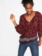 Old Navy Womens Lightweight Boho Swing Top For Women Red Print Size S