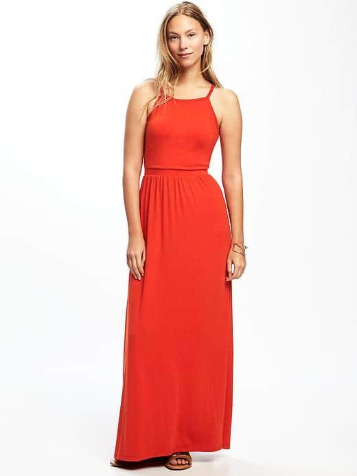 Old Navy High Neck Maxi Dress For Women - Tobiko Orange