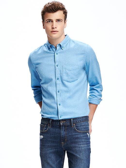 Old Navy Slim Fit Dobby Shirt For Men - Blues Traveler