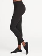 Old Navy Womens High-rise 7/8-length Gathered-mesh Compression Leggings For Women Black Size S