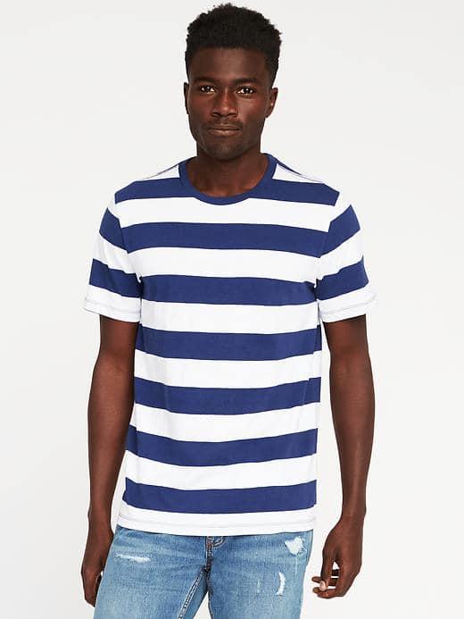 Old Navy Striped Crew Neck Tee For Men - Fall Navy Stripe